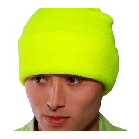 Tingley Job Sight Enhanced Visibility Knit Hat, Polyester, Fluorescent Yellow-Green H70232.UN